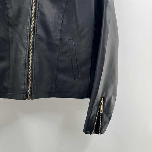 Kenneth Cole Reaction Leather Zip Up Jacket Petite Large NWT - Picture 3 of 5
